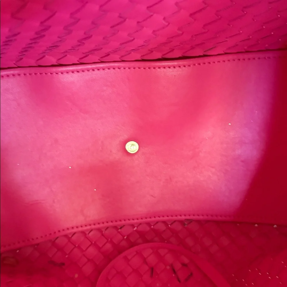 Pink Woven Tote and Pouch Set